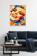 Doğal Ahşap Çerçeveli Pop Art Portre Tablo - Canlı Tonlar | huhu2002