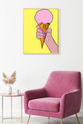 Doğal Ahşap Çerçeveli Pop Art Desenli Tablo - Yaz Temalı | huhu2009