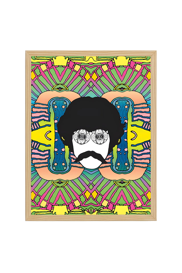 Doğal Ahşap Çerçeveli Canlı Geometrik Tablo - Pop Art Desenli | huhu2011