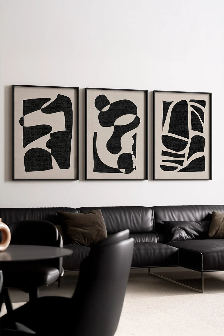 Ahşap Siyah Çerçeveli Minimalist 3’lü Tablo | Huhu201