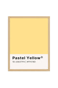 Doğal Ahşap Çerçeveli Retro Soyut Tablo - Pastel Sarı Tonlar | huhu2064