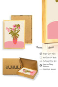 Doğal Ahşap Çerçeveli Retro Çiçekli Tablo - Vintage Floral | huhu2065