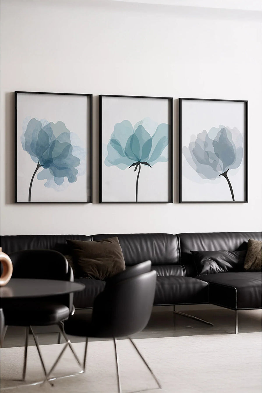 Ahşap Siyah Çerçeveli Minimalist 3’lü Tablo | Huhu206