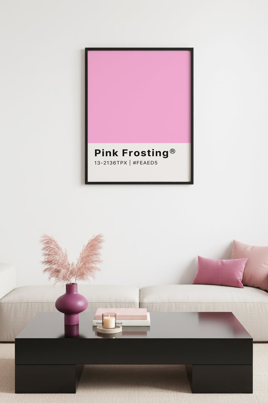 Doğal Ahşap Çerçeveli Retro Tablo - Pembe Tonlar | huhu2085