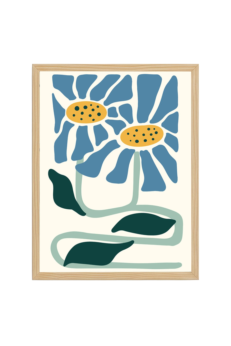 Doğal Ahşap Çerçeveli Retro Floral Tablo - Botanik Çiçek Desenli | huhu2089