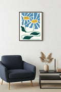 Doğal Ahşap Çerçeveli Retro Floral Tablo - Botanik Çiçek Desenli | huhu2089