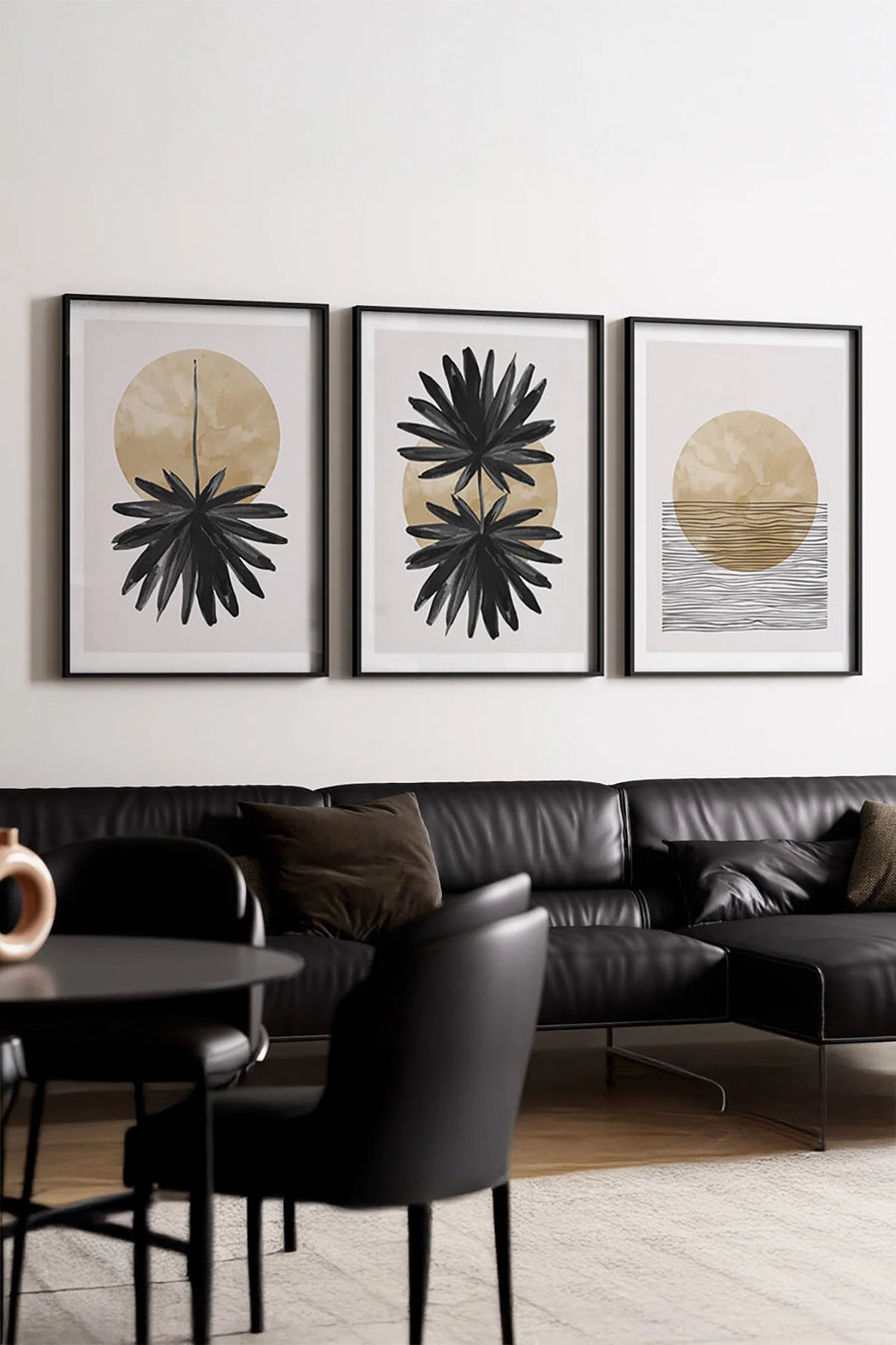 Ahşap Siyah Çerçeveli Minimalist 3’lü Tablo | Huhu210