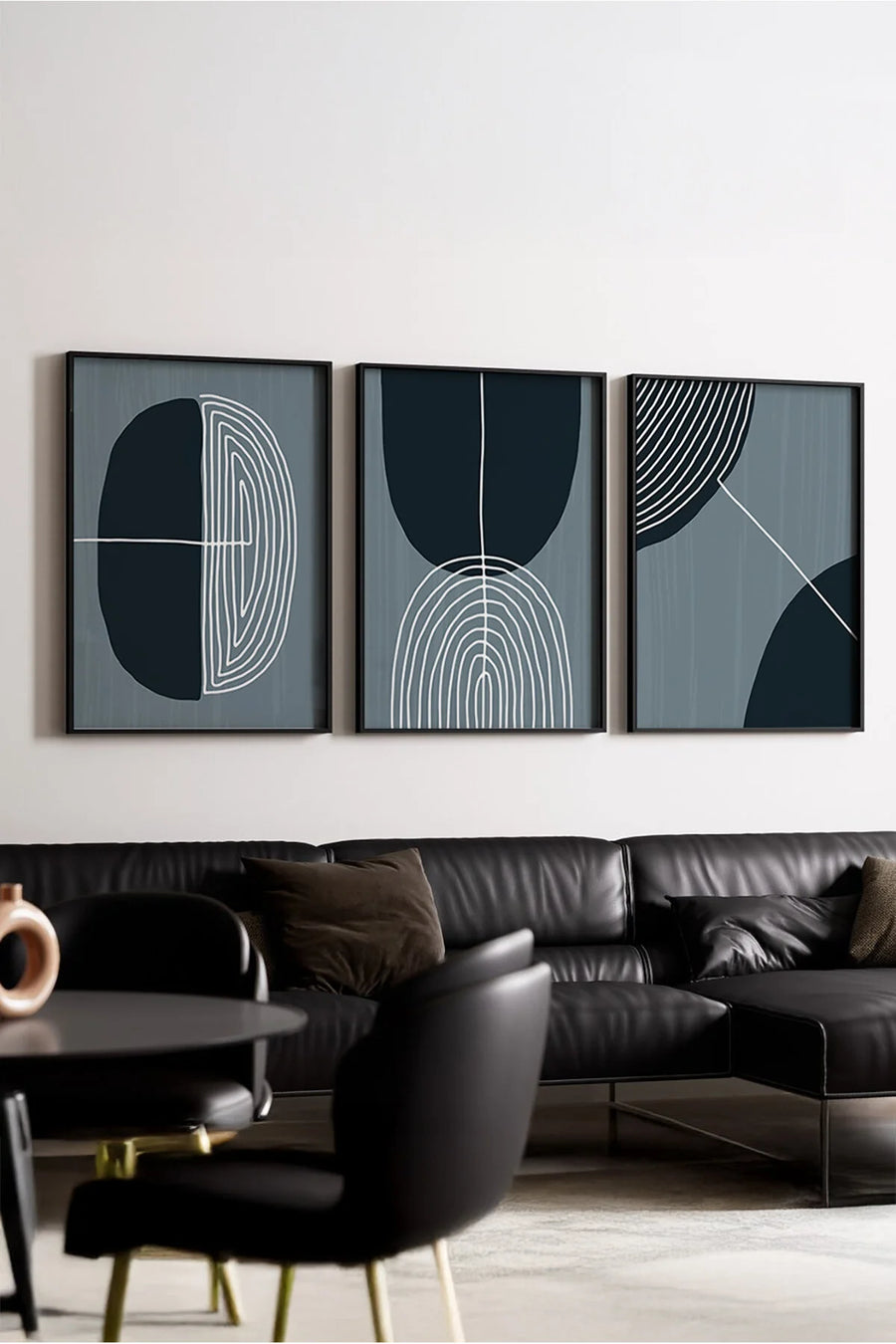 Ahşap Siyah Çerçeveli Minimalist 3’lü Tablo | Huhu214