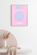Doğal Ahşap Çerçeveli Pastel Soyut Tablo - Tropikal Spiral Desen | huhu2207