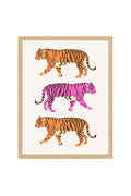 Doğal Ahşap Çerçeveli Retro Tablo - Tropikal Tiger Desenli Sanat Tablo | huhu2209