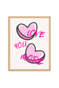 Doğal Ahşap Çerçeveli Retro Kalp Tablo - Love You More Romantik Tasarım | huhu2215
