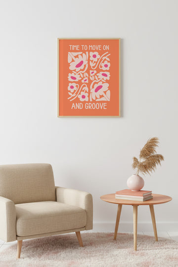 Doğal Ahşap Çerçeveli Retro Floral Tablo - Pembe Tonlu Çiçek Desenli | huhu2228