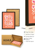 Doğal Ahşap Çerçeveli Retro Floral Tablo - Pembe Tonlu Çiçek Desenli | huhu2228