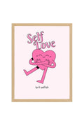 Doğal Ahşap Çerçeveli Retro Self Love Tablo - Pembe Tonlar | huhu2251