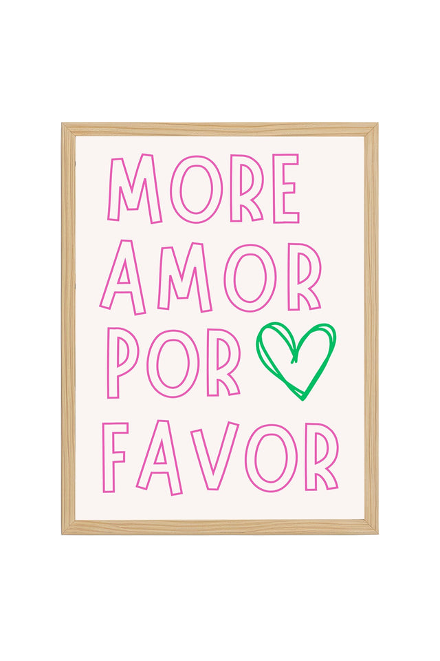 Doğal Ahşap Çerçeveli Retro Tablo - Amor Por Favor Kalpli Yazı Tipi | huhu2253