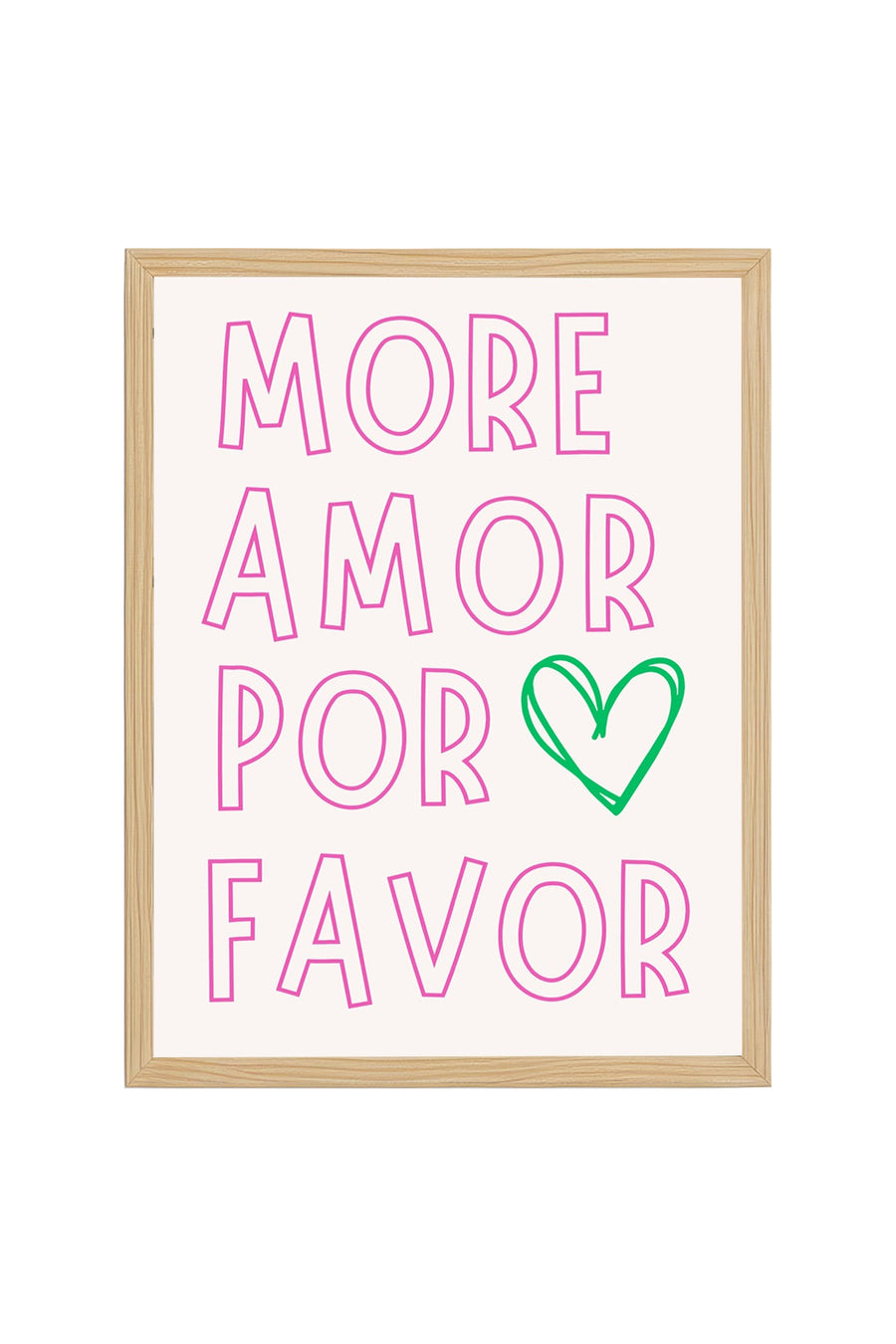 Doğal Ahşap Çerçeveli Retro Tablo - Amor Por Favor Kalpli Yazı Tipi | huhu2253