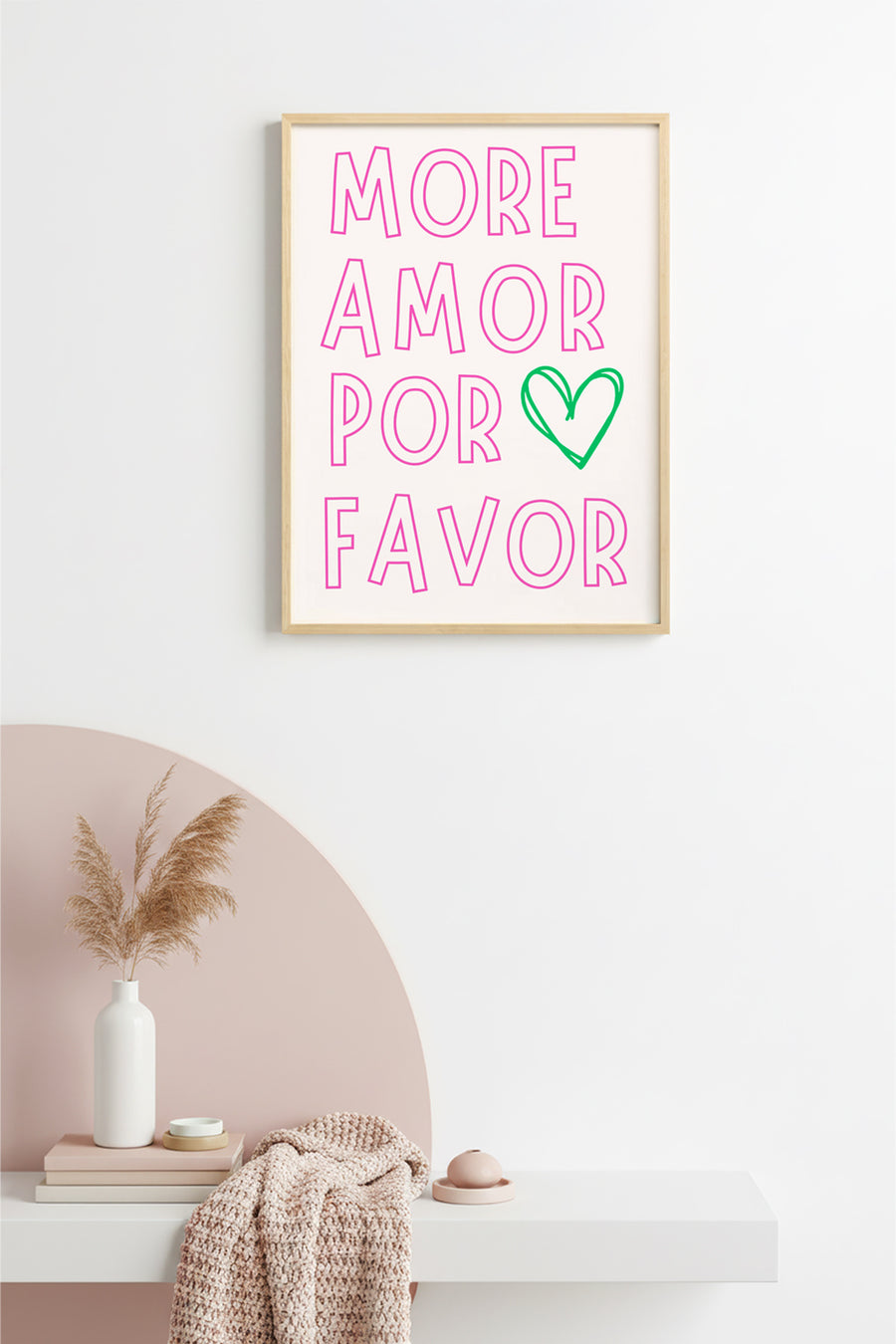 Doğal Ahşap Çerçeveli Retro Tablo - Amor Por Favor Kalpli Yazı Tipi | huhu2253