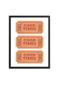 Doğal Ahşap Çerçeveli Retro Typografi Tablo - Good Times Yazısı | huhu2266
