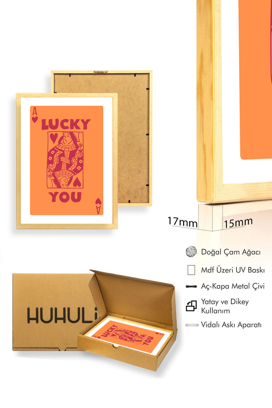 Doğal Ahşap Çerçeveli Retro Vintage Kadın Portresi Tablo - Pop Art Tarzı | huhu2269