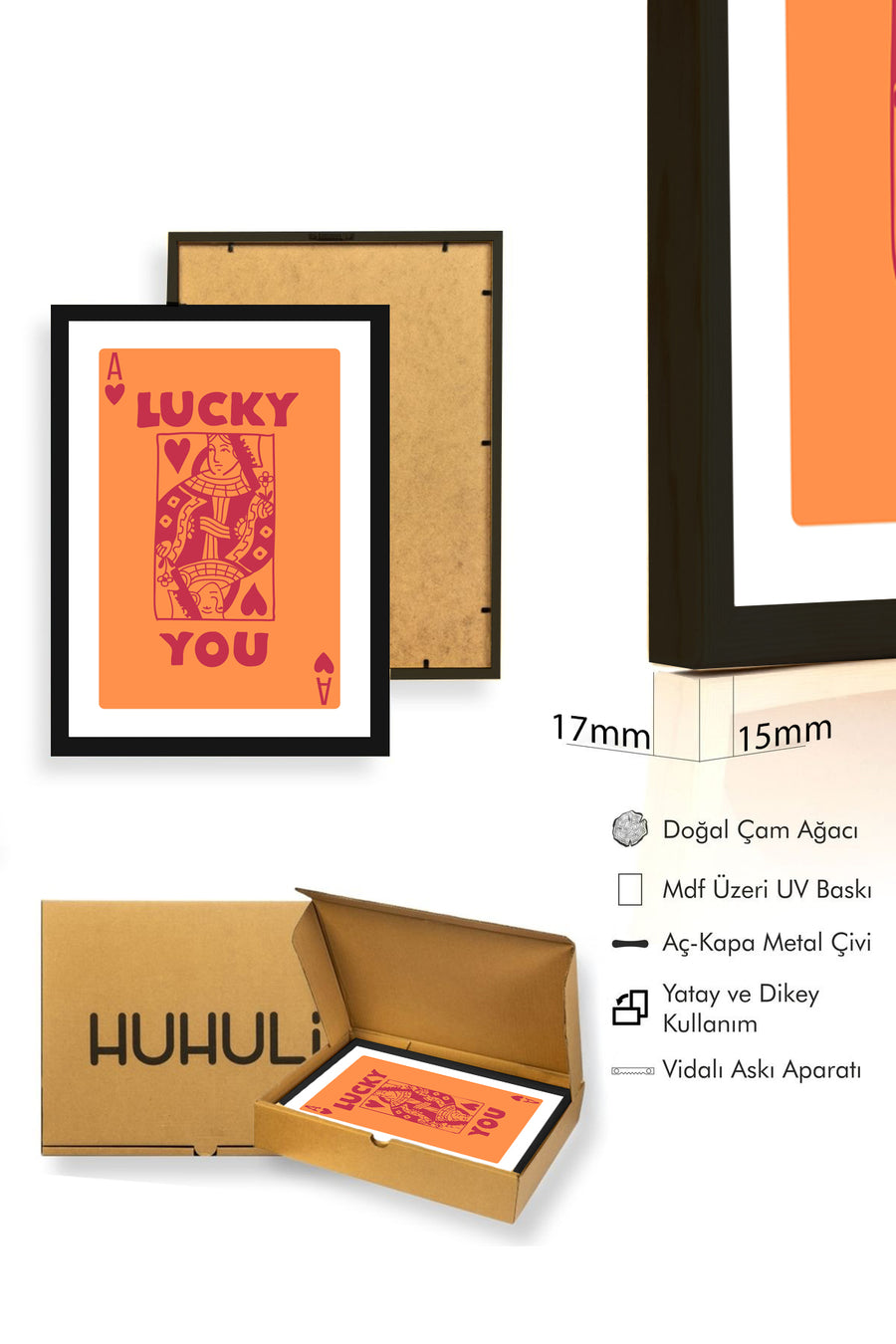 Doğal Ahşap Çerçeveli Retro Vintage Kadın Portresi Tablo - Pop Art Tarzı | huhu2269