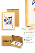 Doğal Ahşap Çerçeveli Tablo - Retro Kalp Desenli Lucky You Pop Art | huhu2278