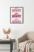 Doğal Ahşap Çerçeveli Retro Tablo - Pembe Kovboy | huhu2284