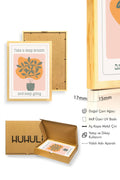 Doğal Ahşap Çerçeveli Retro Yapraklı Tablo - Minimalist Bitki Dekorasyonu | huhu2291