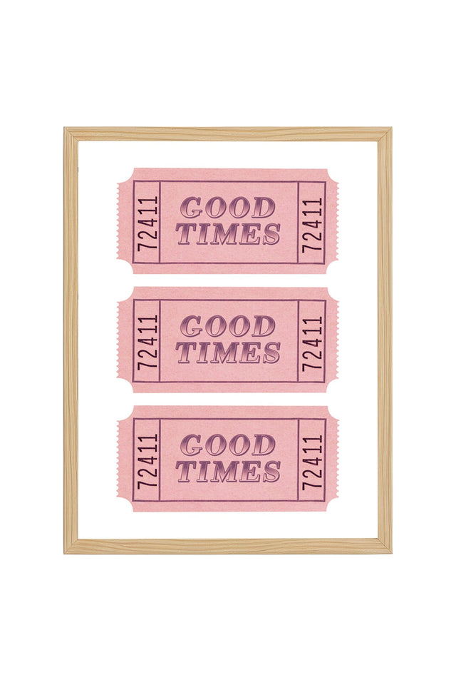 Doğal Ahşap Çerçeveli Retro Tablo - Good Times Yazı Tasarımı | huhu2296