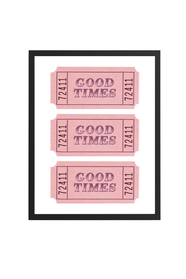 Doğal Ahşap Çerçeveli Retro Tablo - Good Times Yazı Tasarımı | huhu2296