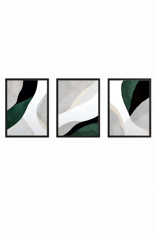 Soyut Desenli Modern Tablo Seti - 3’lü Çerçeveli Set | huhu229