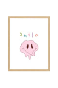 Doğal Ahşap Çerçeveli Retro Smiley Tablo - Eğlenceli Pop Art Desen | huhu2300