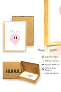 Doğal Ahşap Çerçeveli Retro Smiley Tablo - Eğlenceli Pop Art Desen | huhu2300