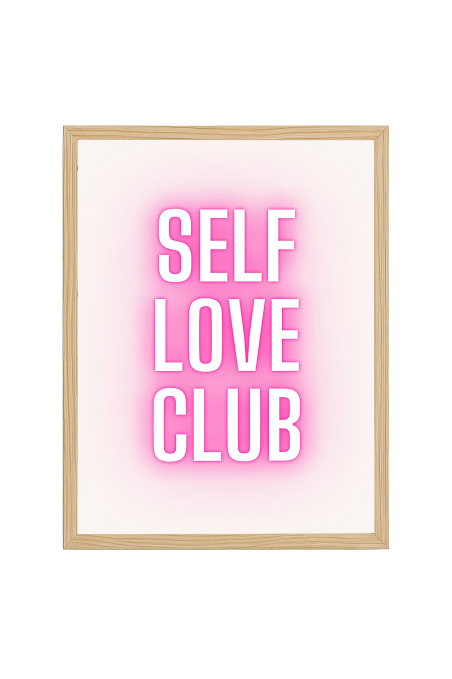 Doğal Ahşap Çerçeveli Pop Art Tablo - Self Love Neon Yazı Tasarımı | huhu2303
