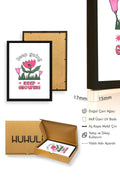 Doğal Ahşap Çerçeveli Floral Lale Tablo - Keep Growing Retro Desen | huhu2310