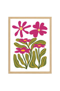 Doğal Ahşap Çerçeveli Retro Tablo - Boho Floral Çiçek | huhu2320