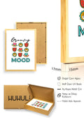 Doğal Ahşap Çerçeveli Retro Tablo - Groovy Yaz Pop Art Smiley Desenli | huhu2335