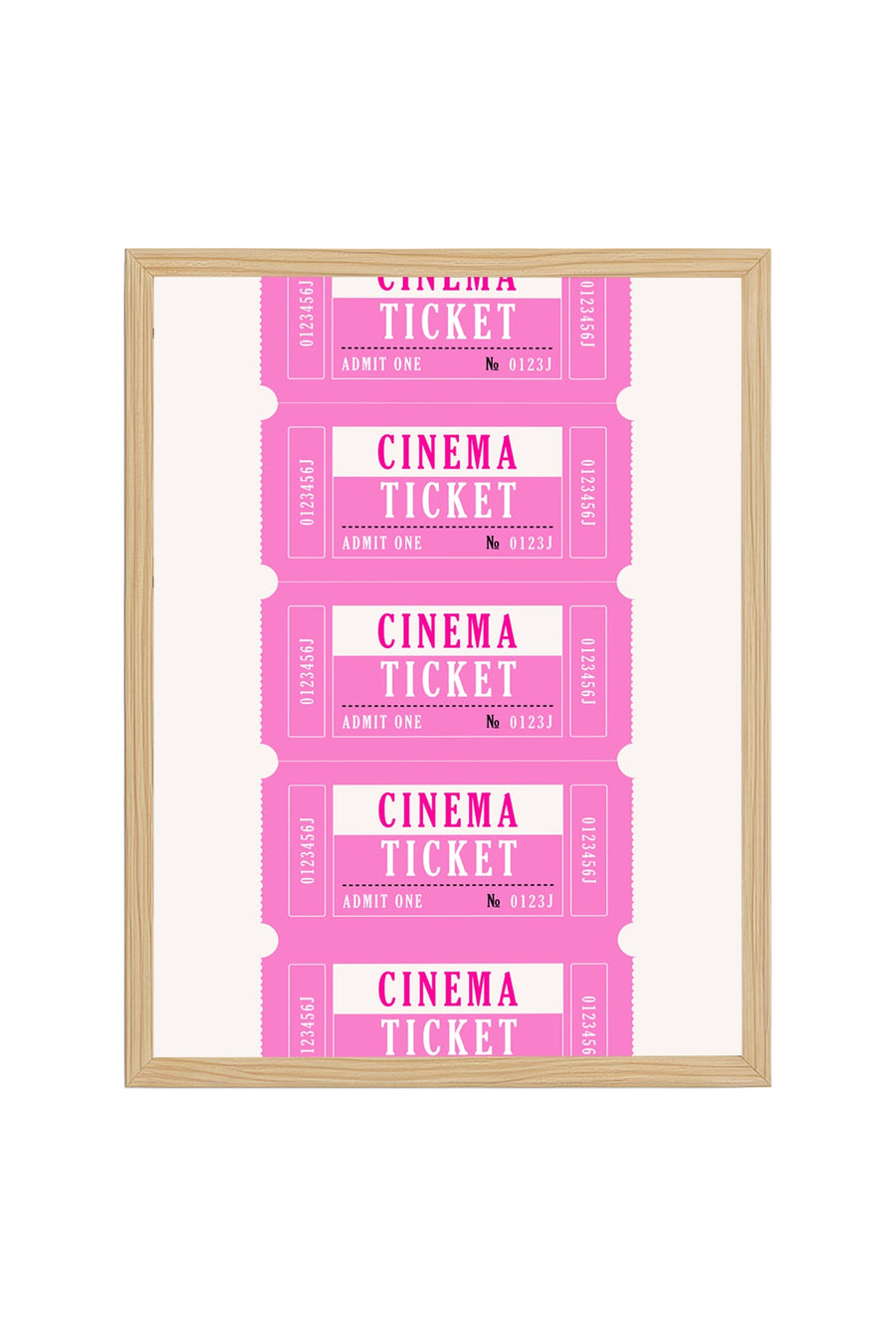 Doğal Ahşap Çerçeveli Retro Sinema Bileti Tablo - Hollywood Temalı | huhu2339