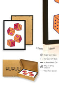 Doğal Ahşap Çerçeveli Retro Tablo - Kalpli Geometrik Desenli Pop Art | huhu2357