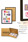 Doğal Ahşap Çerçeveli Retro Tipografi Poster - Mom I Am Rich Man Mesajı | huhu2360