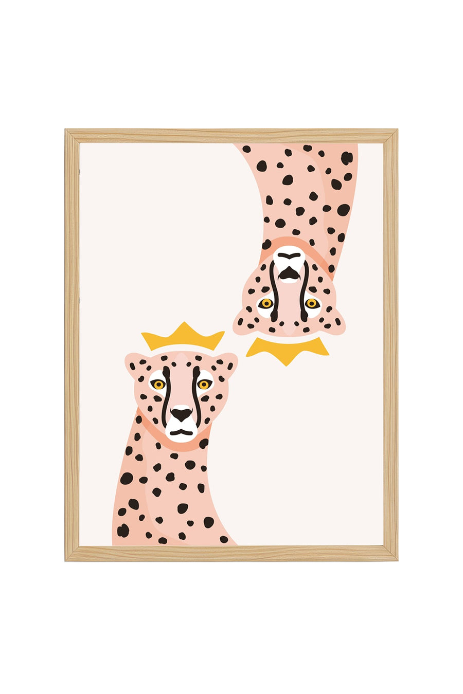 Doğal Ahşap Çerçeveli Retro Leopar Portresi Tablo - Pop Art Hayvan Sanatı | huhu2366