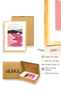Doğal Ahşap Çerçeveli Retro Abstract Tablo - Pastel Sahil Manzarası | huhu2369
