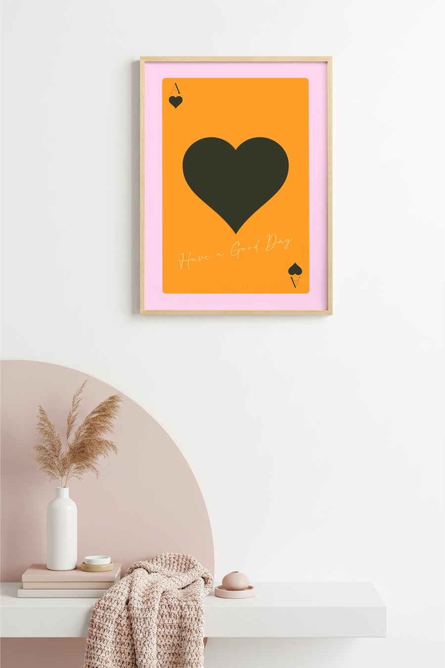 Doğal Ahşap Çerçeveli Retro Minimalist Kalp Tablo - Good Day | huhu2374