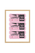 Doğal Ahşap Çerçeveli Retro Sinema Bileti Tablo - Pembe Geçmişten Tasarım | huhu2375