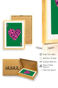 Doğal Ahşap Çerçeveli Retro Leopar Desenli Kalp Tablo - Pembe | huhu2380
