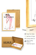 Doğal Ahşap Çerçeveli Vintage Tablo - Retro Pop Art Çift New Yorker | huhu2385
