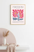 Doğal Ahşap Çerçeveli Retro Çiçek Tablo - Canlı Boho Desen | huhu2390