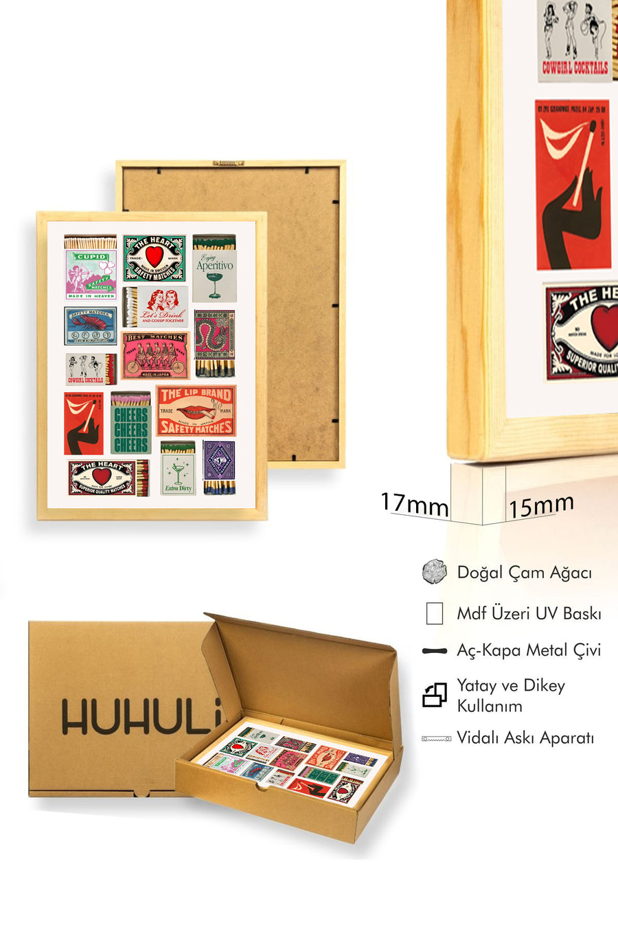 Doğal Ahşap Çerçeveli Retro Tablo - Vintage Parti Temalı | huhu2430