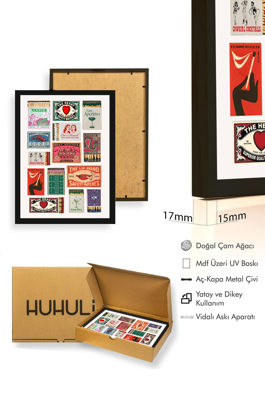 Doğal Ahşap Çerçeveli Retro Tablo - Vintage Parti Temalı | huhu2430