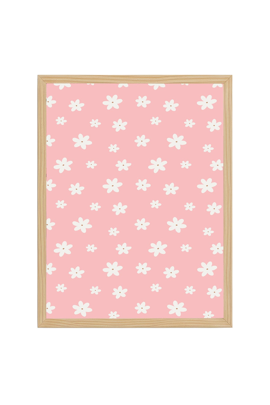 Doğal Ahşap Çerçeveli Retro Floral Çiçek Desenli Tablo - Pastel Tonlar | huhu2435