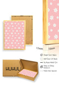 Doğal Ahşap Çerçeveli Retro Floral Çiçek Desenli Tablo - Pastel Tonlar | huhu2435